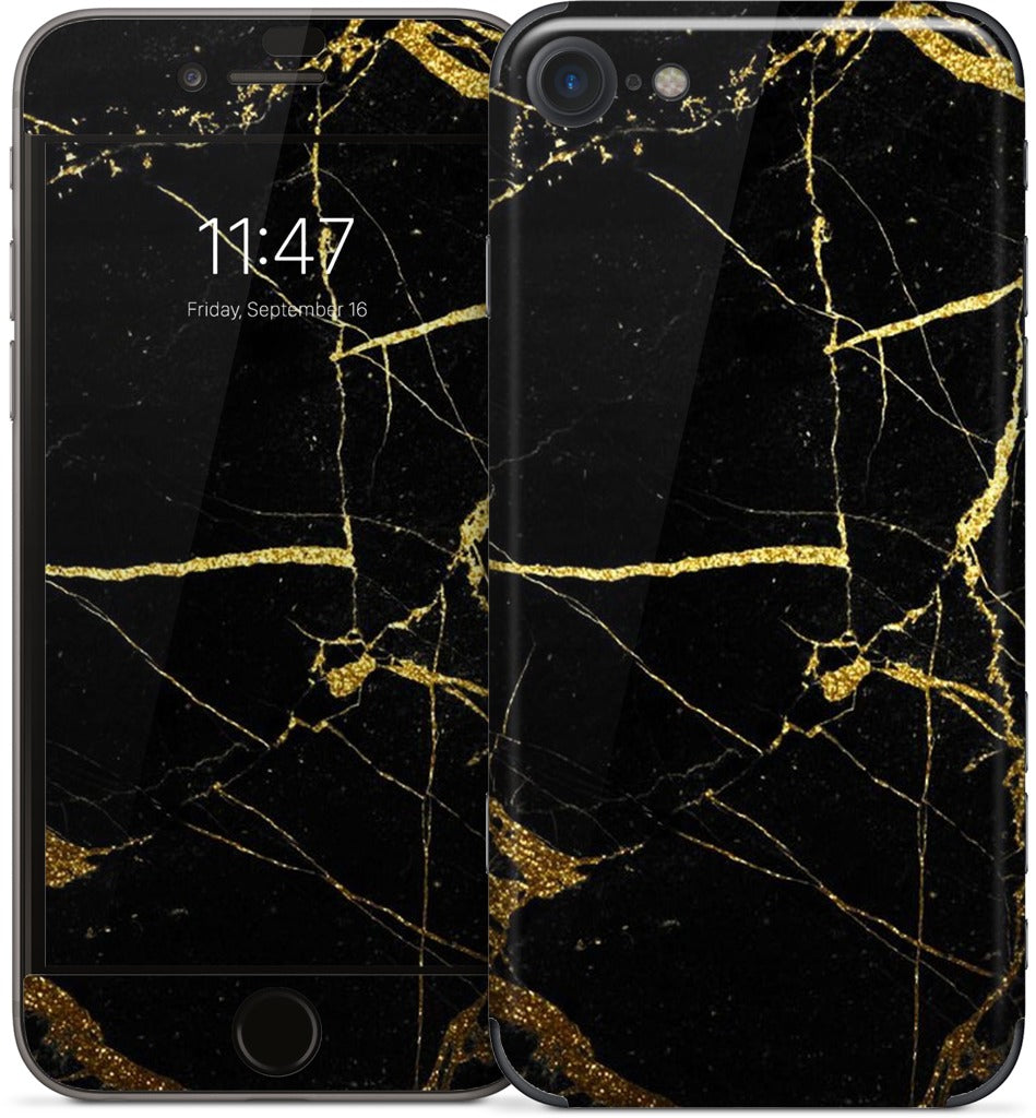 Black and Gold Marble iPhone Skin