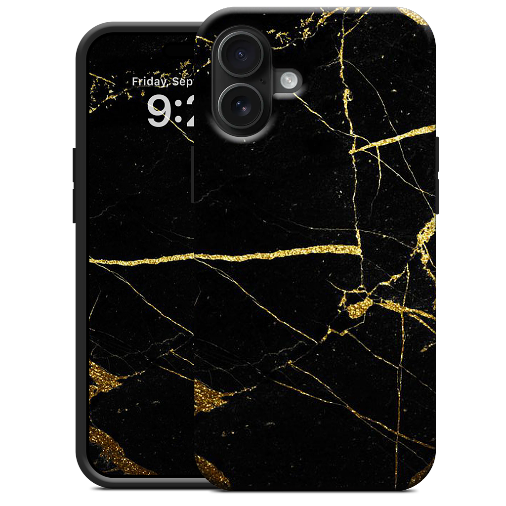 Black and Gold Marble iPhone Case