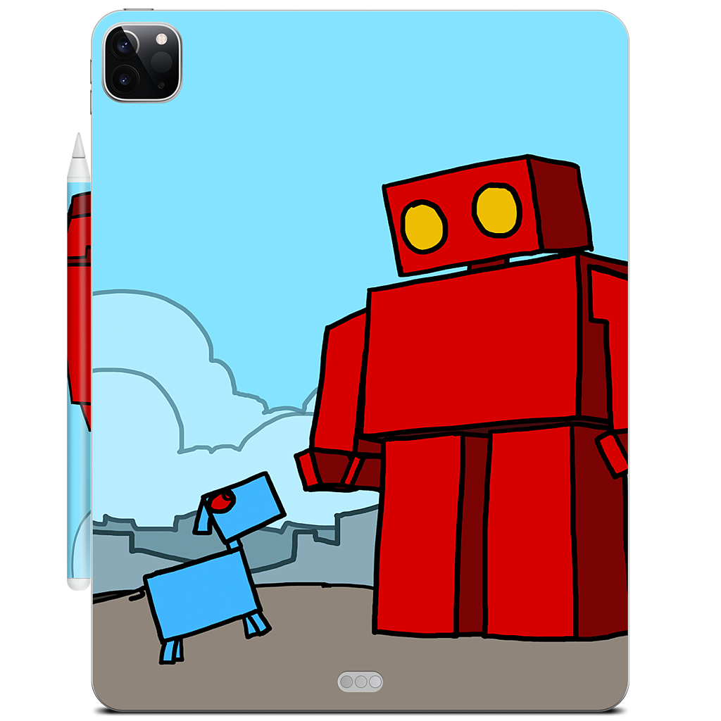 Red Robot Leaving The City iPad Skin