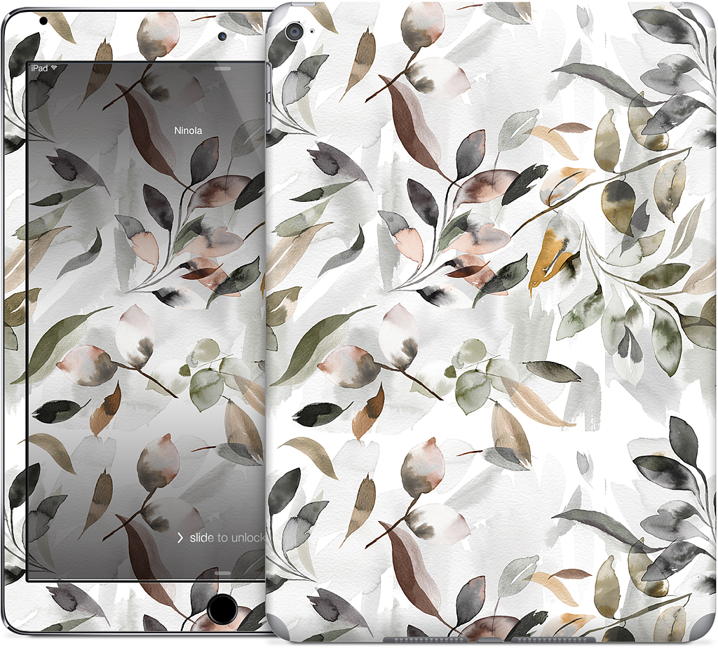 Watercolor Leaves Green iPad Skin