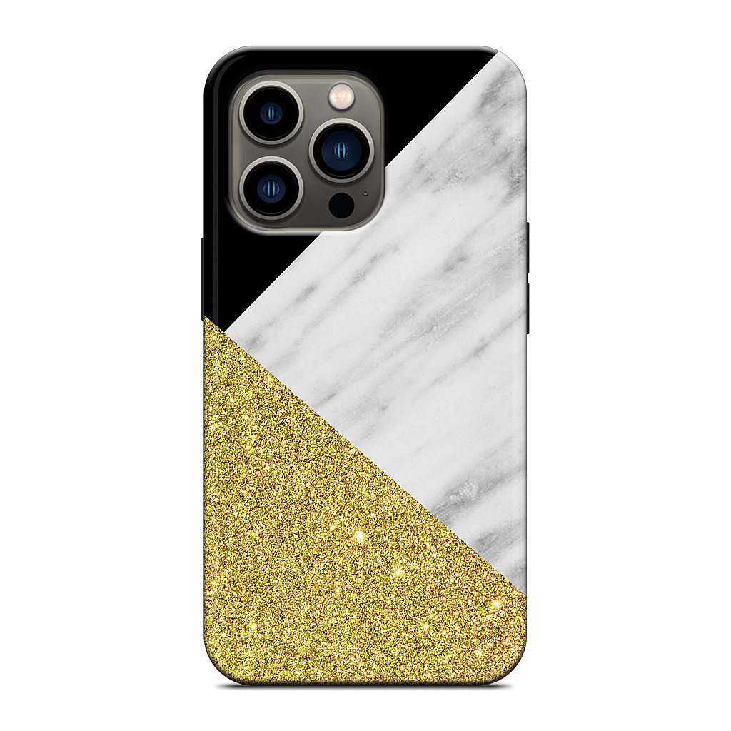 Gold and Real Italian Marble Collage iPhone Case