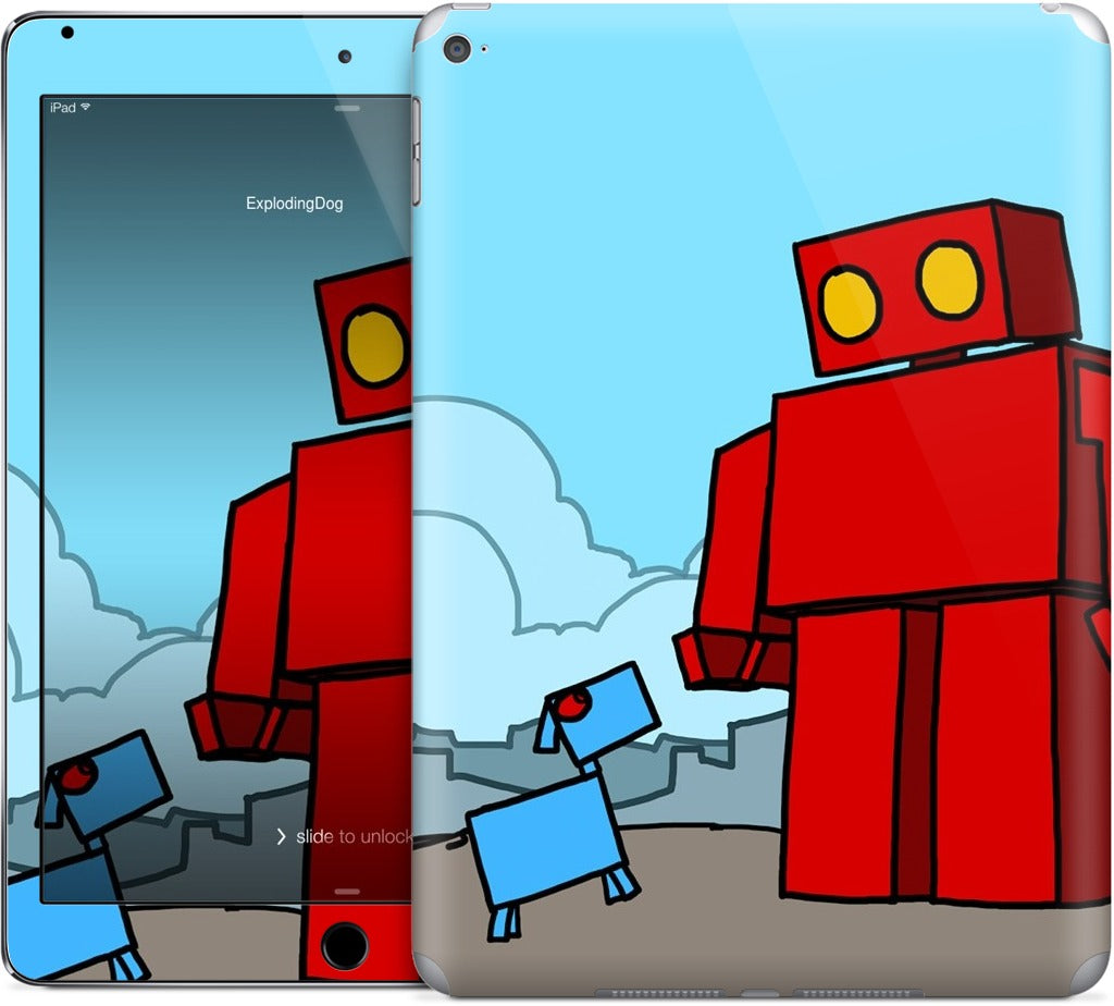 Red Robot Leaving The City iPad Skin